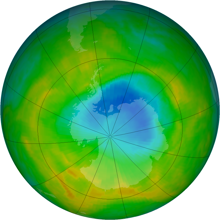 Antarctic ozone map for 23 November 1984